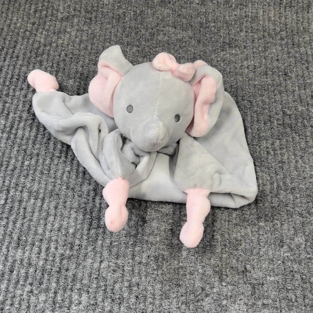 Dan Dee Baby‎ Lovey Security Blanket Elephant Plush Gray Bow Rattle Embroidered